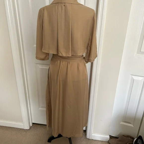 Cuyana Trench Wrap Midi Dress in Tan - Picture 6 of 12